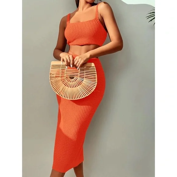 *Isadora Knitted Cover Up Top With Skirt Set - Picture 6 of 8